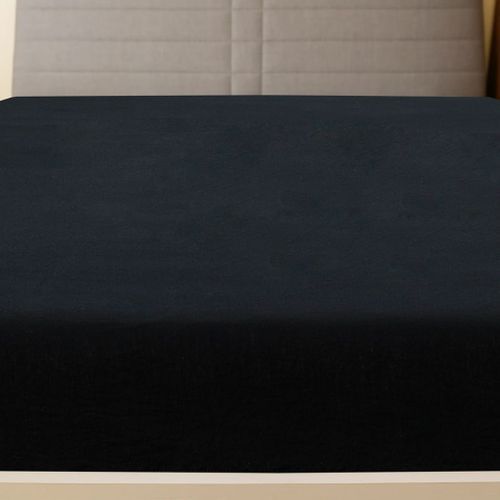 Drap-housse Jersey Noir 100x200 cm Coton - Photo n°3; ?>