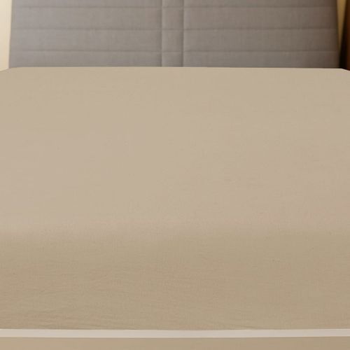 Drap-housse Jersey Taupe 100x200 cm Coton - Photo n°2; ?>