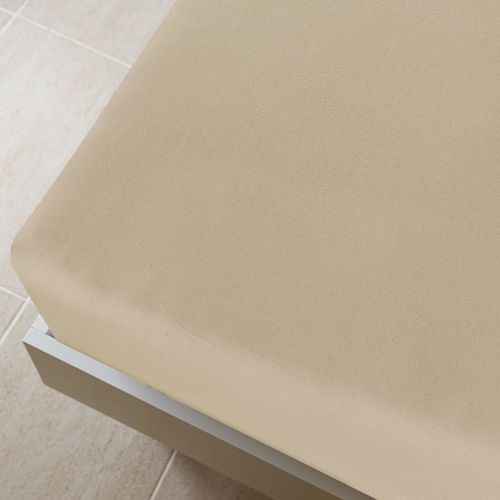 Drap-housse Jersey Taupe 100x200 cm Coton - Photo n°3; ?>