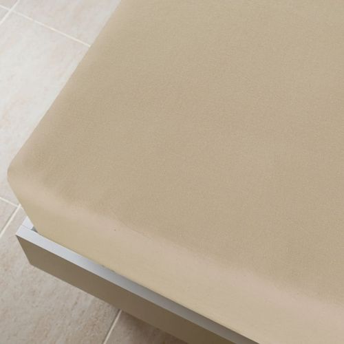 Drap-housse Jersey Taupe 160x200 cm Coton - Photo n°3; ?>