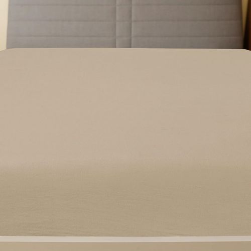 Drap-housse Jersey Taupe 180x200 cm Coton - Photo n°2; ?>