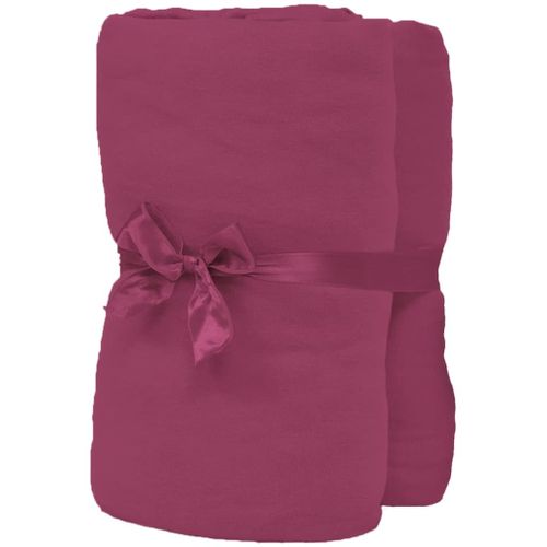 Drap-housse pour lit à eau 2 pcs 1,8x2 m Jersey coton Bordeaux - Photo n°3; ?>