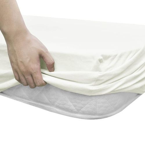 Drap-housse pour lit à eau 2 pcs 2x2 m Coton jersey Blanc cassé - Photo n°2; ?>