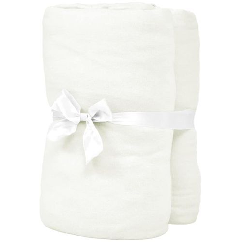 Drap-housse pour lit à eau 2pcs 1,8x2m Coton jersey Blanc cassé - Photo n°3; ?>