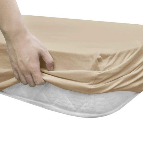 Drap-housse pour lits à eau 2 pcs 180x200 cm Coton jersey Beige - Photo n°2; ?>