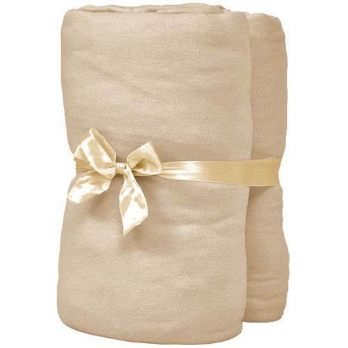Drap-housse pour lits à eau 2 pcs 180x200 cm Coton jersey Beige - Photo n°3; ?>