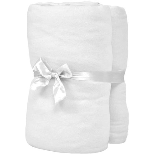 Drap-housse pour lits à eau 2 pcs 180x200 cm Coton jersey Blanc - Photo n°3; ?>