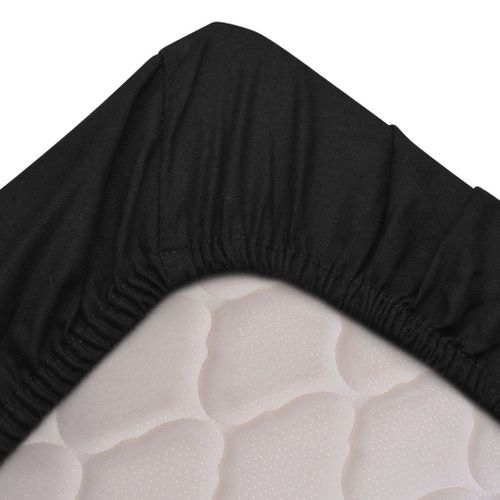 Draps de lit 2 pièces 140 x 200 cm Coton Noir - Photo n°2; ?>