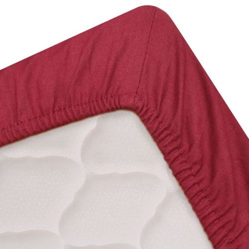 Draps de lit 2 pièces 160 x 200 cm Coton Bordeaux - Photo n°2; ?>
