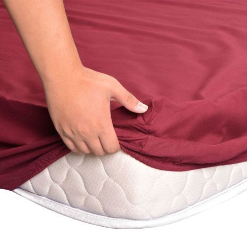 Draps de lit 2 pièces 160 x 200 cm Coton Bordeaux - Photo n°3; ?>
