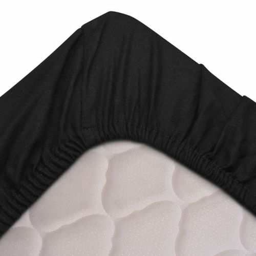 Draps de lit 2 pièces 90 x 200 cm Coton Noir - Photo n°2; ?>