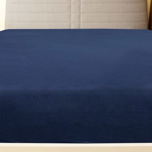 Draps-housses Jersey 2 pcs Bleu marine 100x200 cm Coton - Photo n°2; ?>