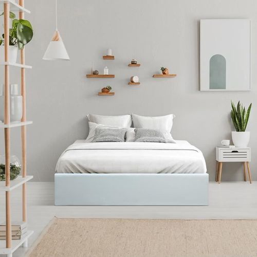 ECLIPSE Lit adulte 140x190 cm avec Coffre de rangement - Simili Blanc - Photo n°3; ?>