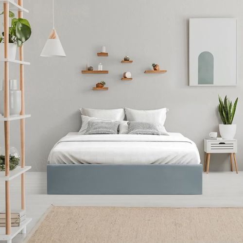 ECLIPSE Lit coffre adulte - 160 x 200 cm - Simili Gris - Sommier inclus - Photo n°3; ?>