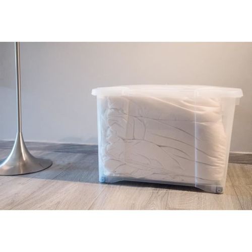 EDA PLASTIQUE Boîte de rangement Clip'Box 60 L - Naturel couvercle avec charniere - 60 x 40 x 40 cm - Photo n°3; ?>