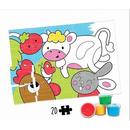 EDUCA - malette peinture au doigt - animaux de la ferme - puzzle 20 pcs - Photo n°2; ?>
