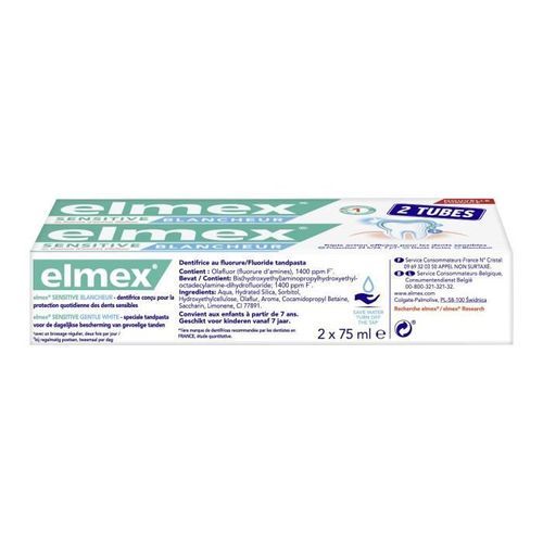 ELMEX Dentifrices Sensitive Dents Sensibles Blancheur duo pack - 2 x 75 ml - Photo n°2; ?>