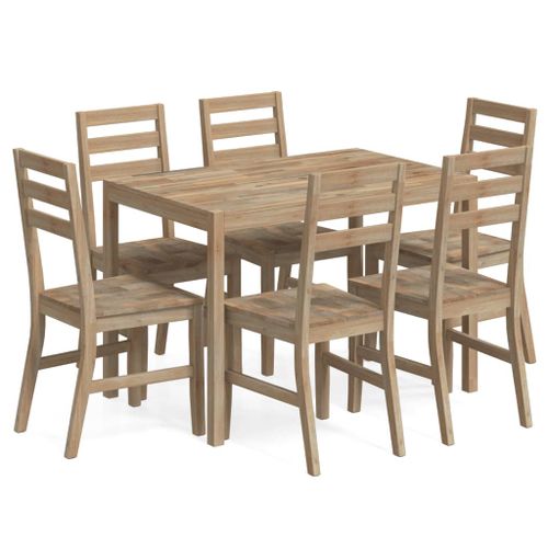 Ensemble à dîner 7 pcs Bois d'acacia solide - Photo n°2; ?>