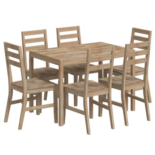 Ensemble à dîner 7 pcs Bois d'acacia solide - Photo n°3; ?>