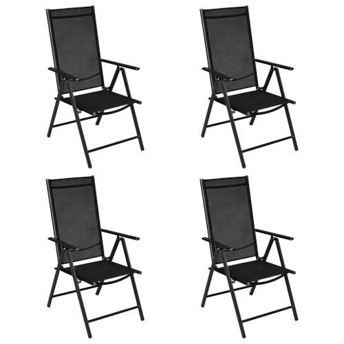 Ensemble à dîner de jardin 5 pcs Aluminium et textilène Noir - Photo n°2; ?>