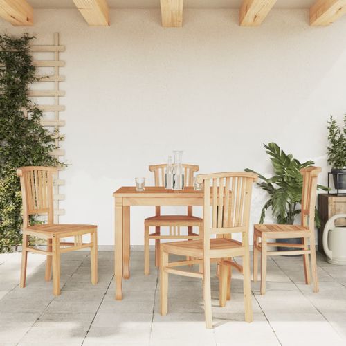 Ensemble à dîner de jardin 5 pcs Bois de teck massif - Photo n°2; ?>