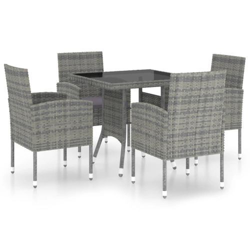 Ensemble à dîner de jardin 5 pcs Résine tressée Anthracite - Photo n°2; ?>