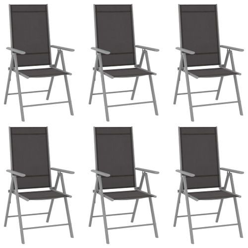 Ensemble à dîner de jardin 7 pcs Aluminium Argenté et noir - Photo n°3; ?>