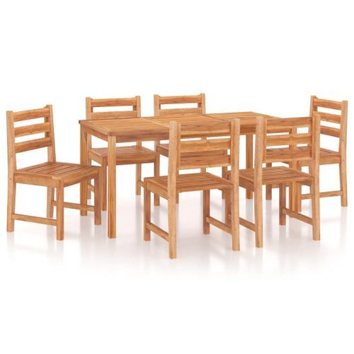 Ensemble à dîner de jardin 7 pcs Bois de teck solide - Photo n°2; ?>