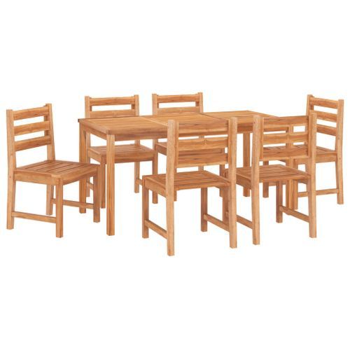 Ensemble à dîner de jardin 7 pcs Bois de teck solide - Photo n°3; ?>