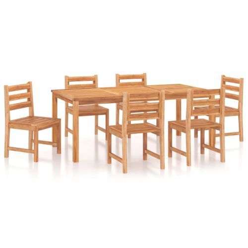 Ensemble à dîner de jardin 7 pcs Bois de teck solide - Photo n°2; ?>