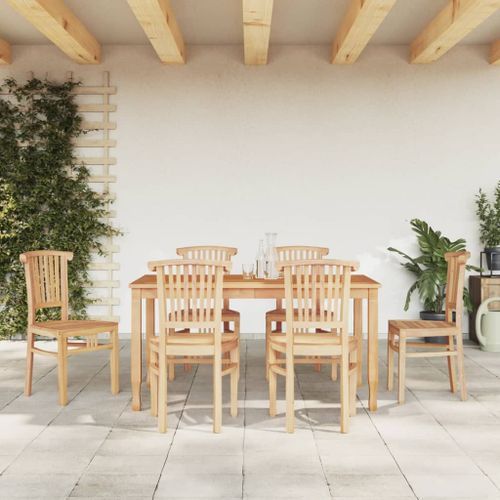 Ensemble à dîner de jardin 7 pcs Bois de teck solide - Photo n°2; ?>