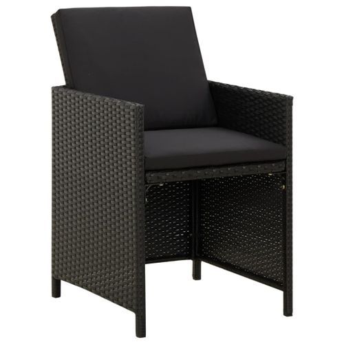 Ensemble à dîner de jardin avec coussins 5 pcs poly rotin noir - Photo n°3; ?>