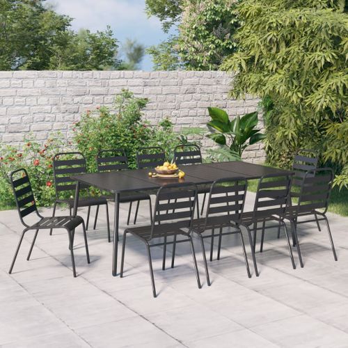 Ensemble à manger de jardin 11 pcs anthracite acier - Photo n°2; ?>