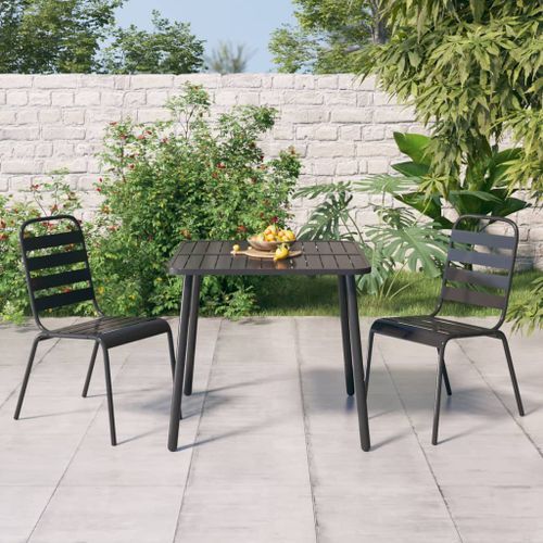 Ensemble à manger de jardin 3 pcs anthracite acier - Photo n°2; ?>