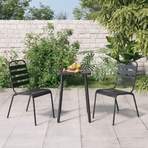 Ensemble à manger de jardin 3 pcs anthracite acier - Photo n°2; ?>