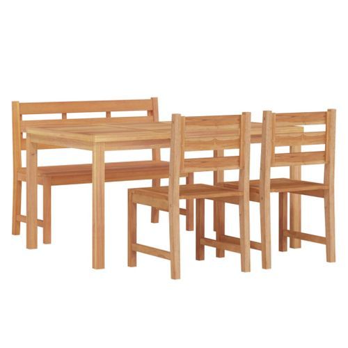 Ensemble à manger de jardin 4 pcs Bois de teck massif - Photo n°3; ?>