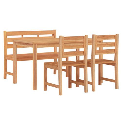 Ensemble à manger de jardin 4 pcs Bois de teck massif - Photo n°3; ?>