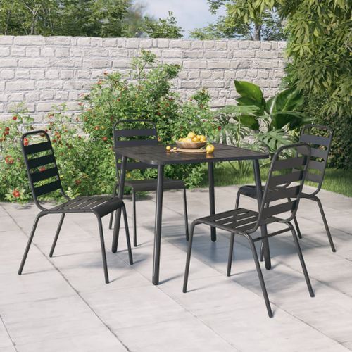 Ensemble à manger de jardin 5 pcs anthracite acier - Photo n°2; ?>