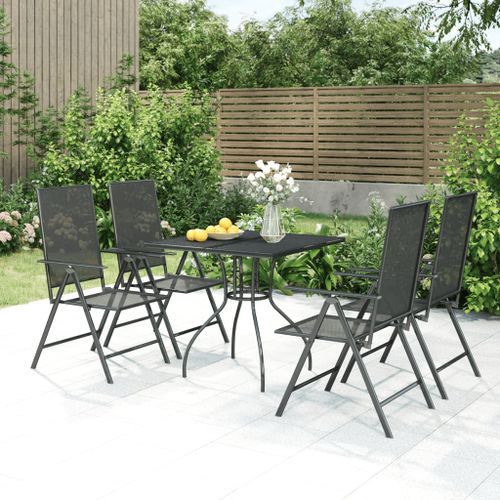 Ensemble à manger de jardin 5 pcs anthracite acier - Photo n°2; ?>