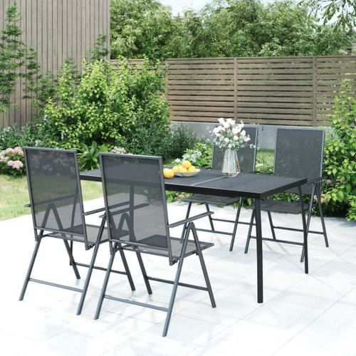 Ensemble à manger de jardin 5 pcs anthracite acier - Photo n°2; ?>