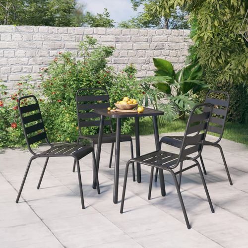 Ensemble à manger de jardin 5 pcs anthracite acier - Photo n°2; ?>