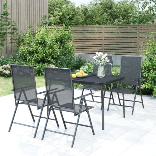 Ensemble à manger de jardin 5 pcs anthracite acier - Photo n°2; ?>