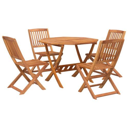 Ensemble à manger de jardin 5 pcs Bois d'acacia solide - Photo n°3; ?>