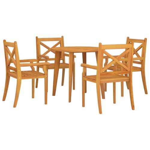 Ensemble à manger de jardin 5 pcs Bois d'acacia solide - Photo n°3; ?>