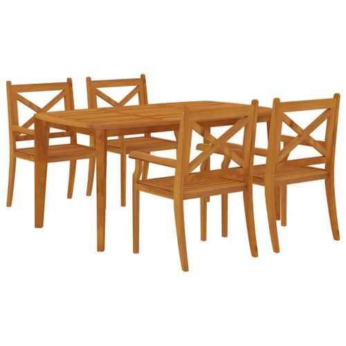 Ensemble à manger de jardin 5 pcs Bois d'acacia solide - Photo n°3; ?>