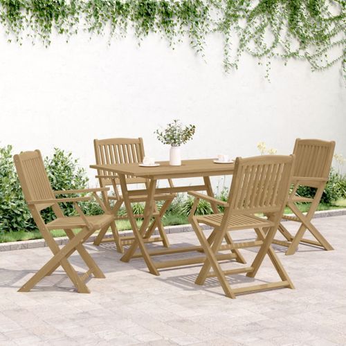 Ensemble à manger de jardin 5 pcs Bois d'acacia solide - Photo n°3; ?>