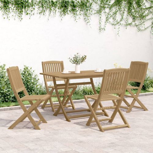 Ensemble à manger de jardin 5 pcs Bois d'acacia solide - Photo n°3; ?>