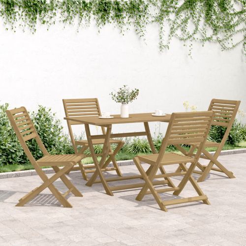 Ensemble à manger de jardin 5 pcs Bois d'acacia solide - Photo n°3; ?>