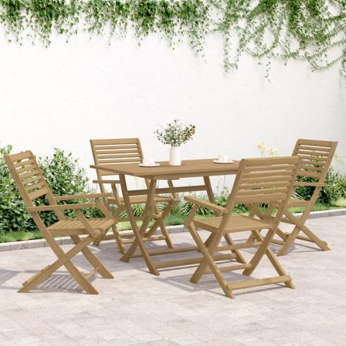 Ensemble à manger de jardin 5 pcs Bois d'acacia solide - Photo n°3; ?>