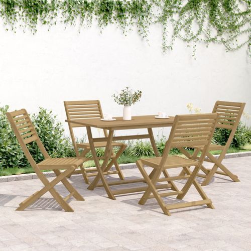 Ensemble à manger de jardin 5 pcs Bois d'acacia solide - Photo n°3; ?>